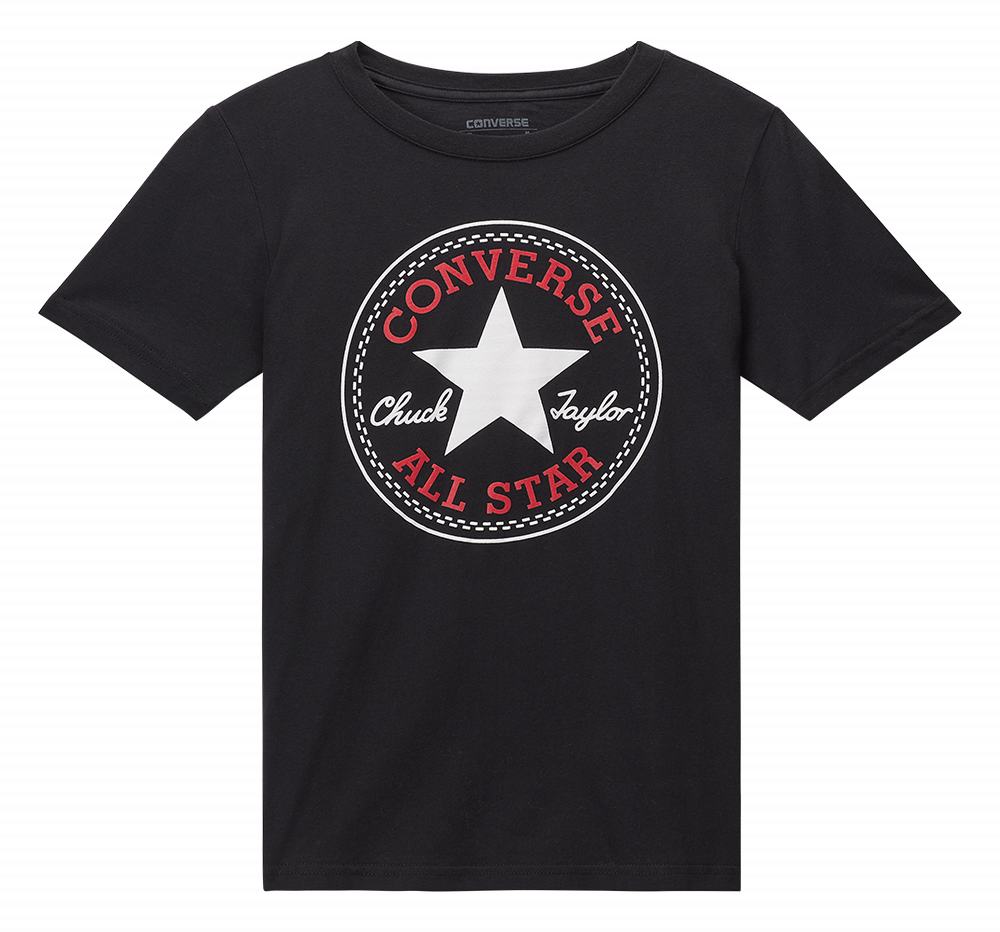 Camiseta Converse Core Chuck Patch Criança Pretas 358417HKE